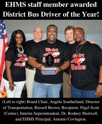 EHMS Staff Member Awarded District Bus Driver of the Year!
